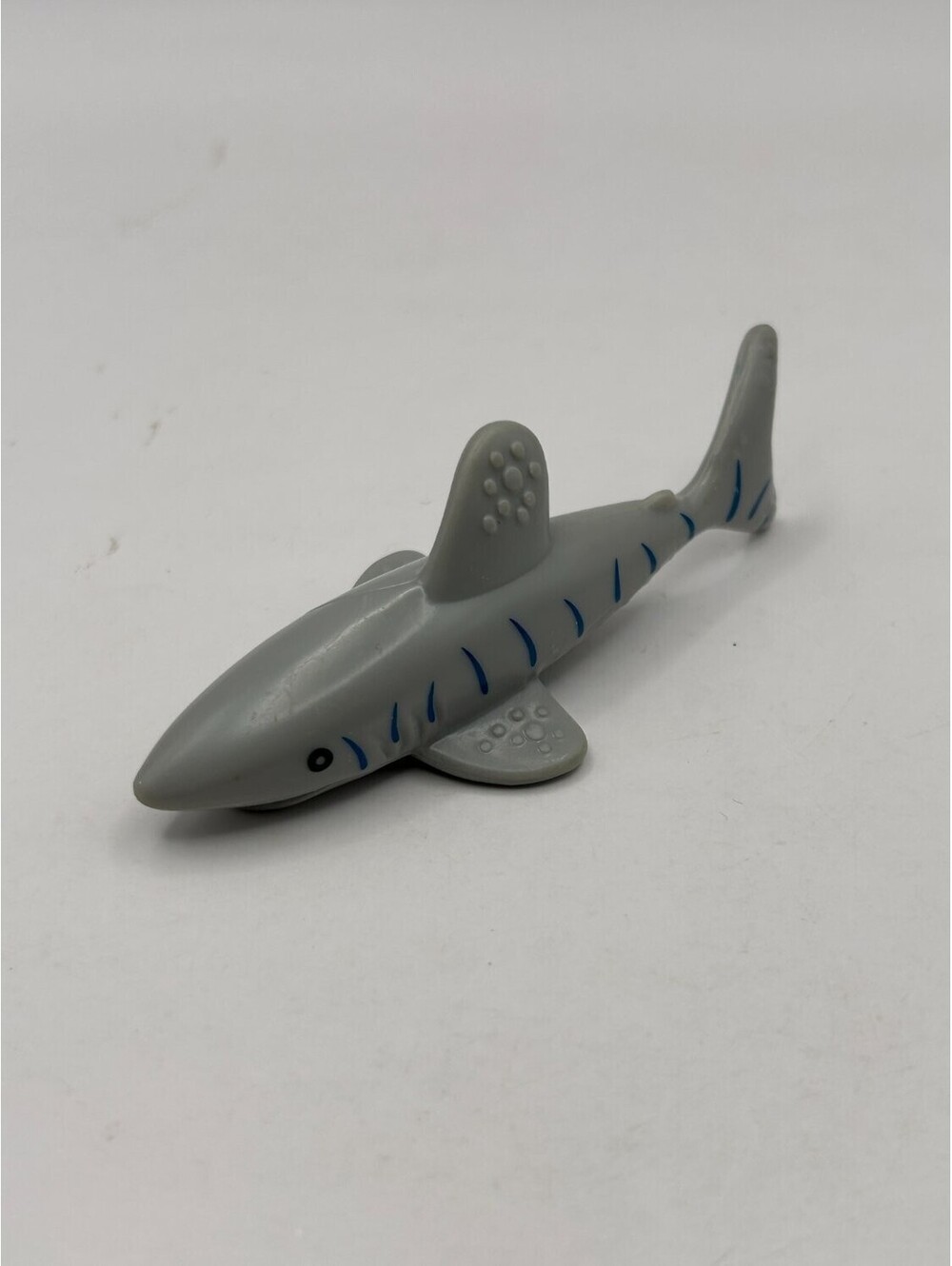 Mattel 2010 Grey Shark Figure T7018 Blue Tiger Stripes Open Mouth Loose Toy